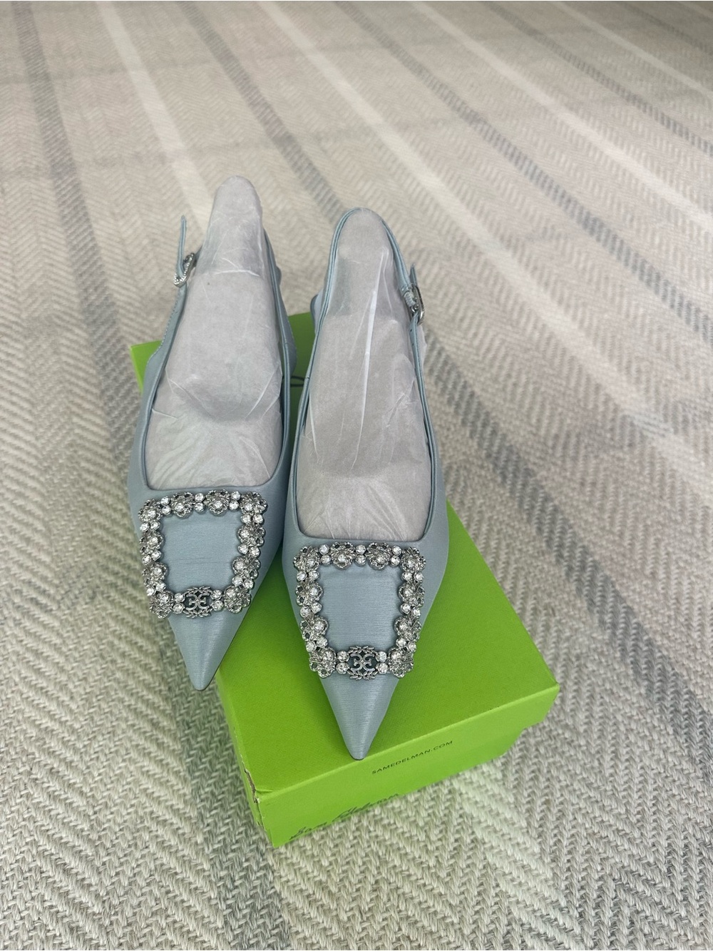 Sam Edelman Kaitlyn Blue Silk Kitten Heels